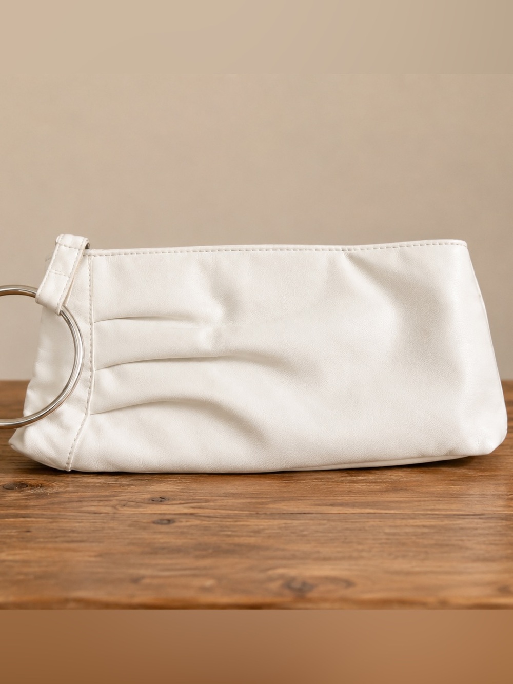 ALDO White Ring Handle Clutch Purse Y2K Wristlet Bag - Picture 2 of 7